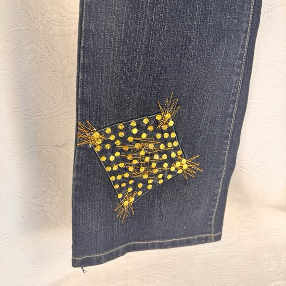 Misswan Womens Denim Jeans Embroidered Sequins Vintage Y2K US 11 - Picture 4 of 16